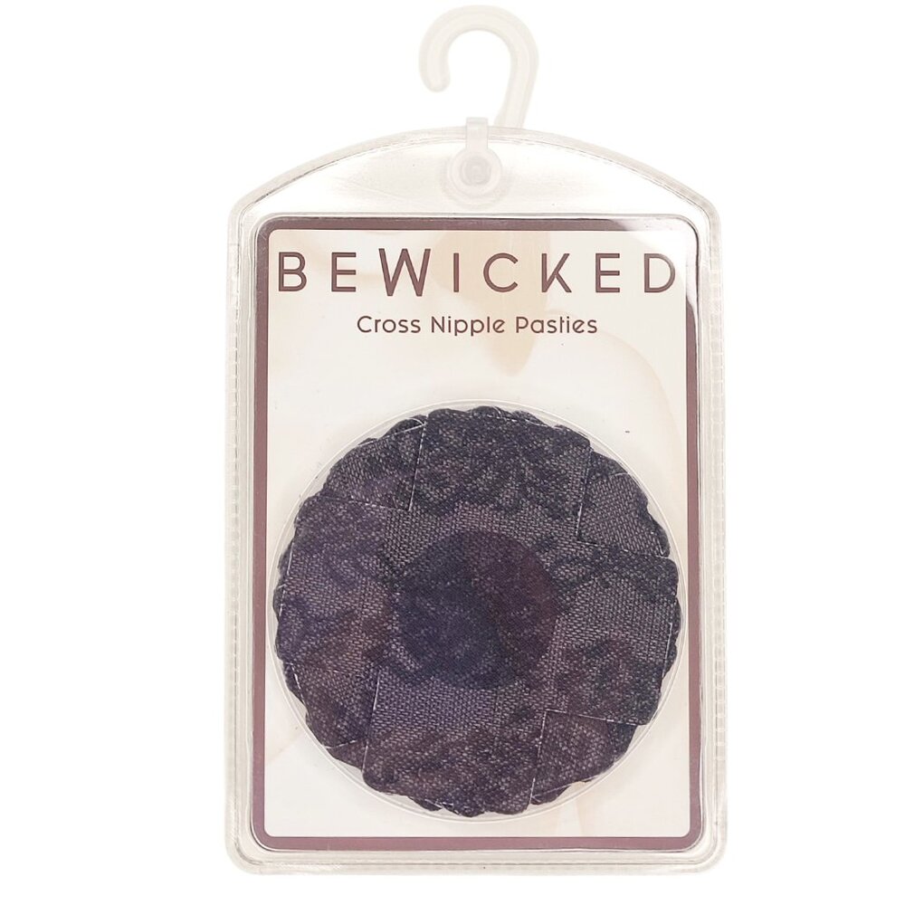 X Cross Shaped Self Adhesive Lace Pasties - Black